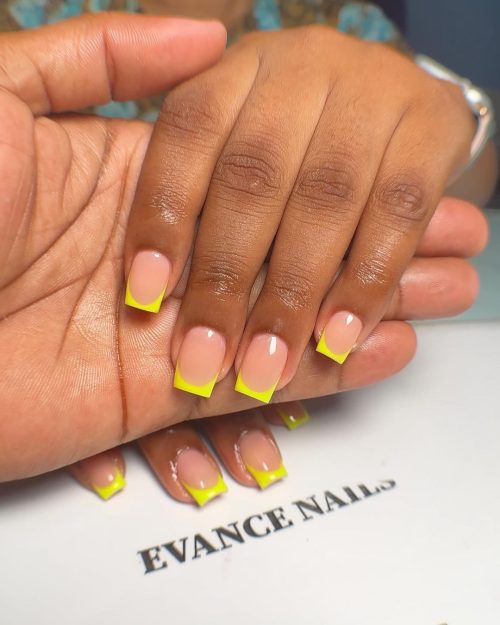 Summer nails. Short Yellow French Tip