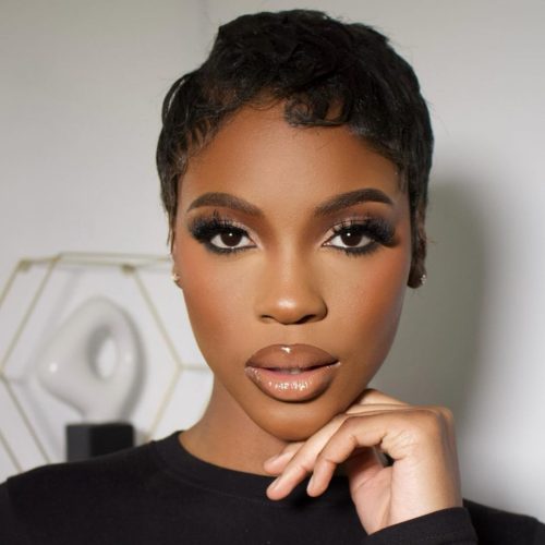 Beautiful Black Woman With Beige Brown Lipstick