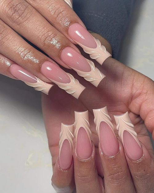 Summer nails. 3d nude French Tip